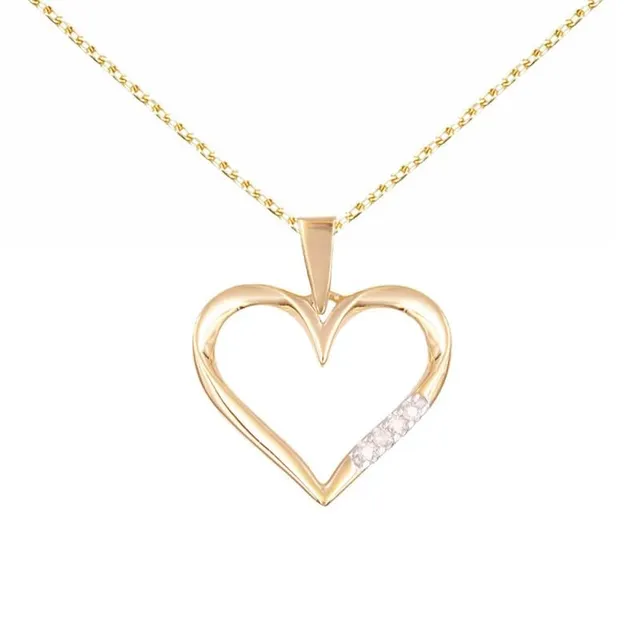 L'Atelier d'Azur Collier Cœur Or Jaune 4 Diamants 42-45 cm