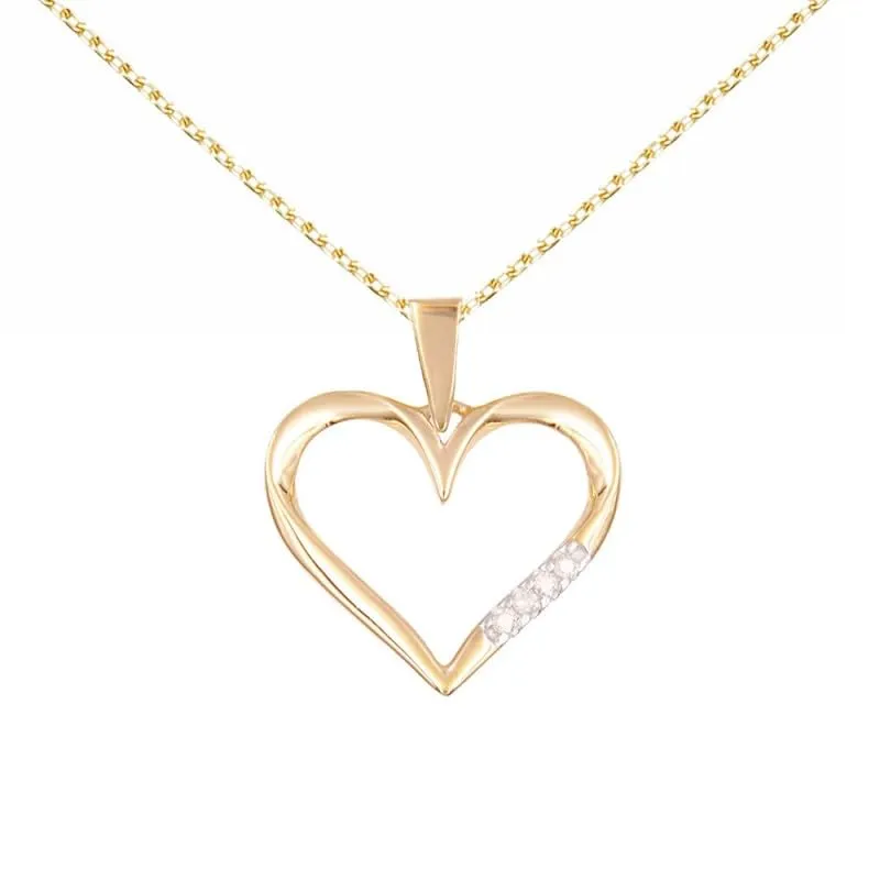 L'Atelier d'Azur Collier Cœur Or Jaune 4 Diamants 42-45 cm