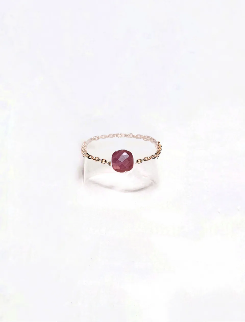 Ô PLUM Hanna bague chaîne rubis d'Inde plaqué or taille 52