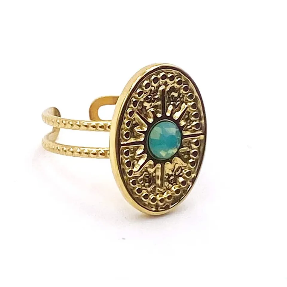 Hypnochic Liv bague acier inoxydable pierre femme