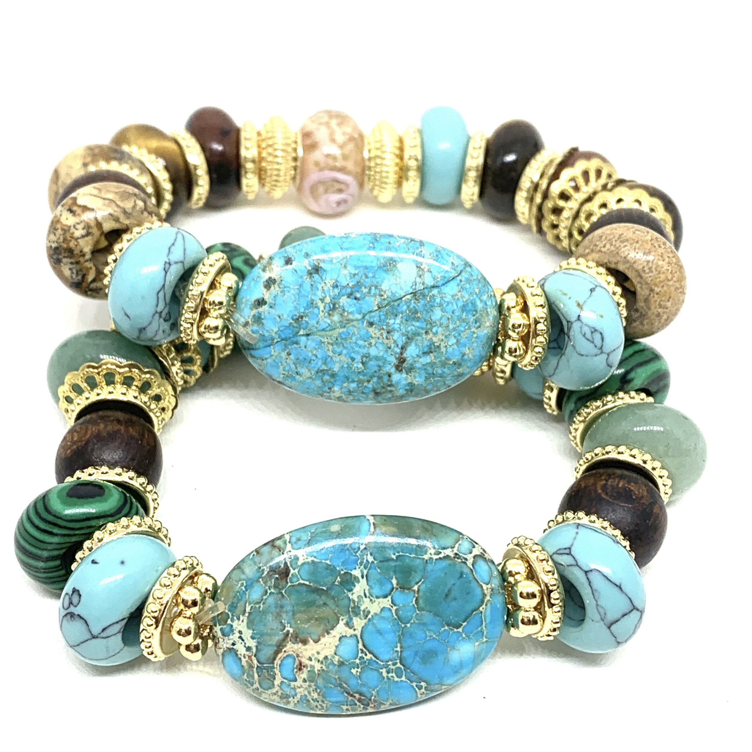 Hypnochic Deva bracelet pierres turquoise œil de tigre