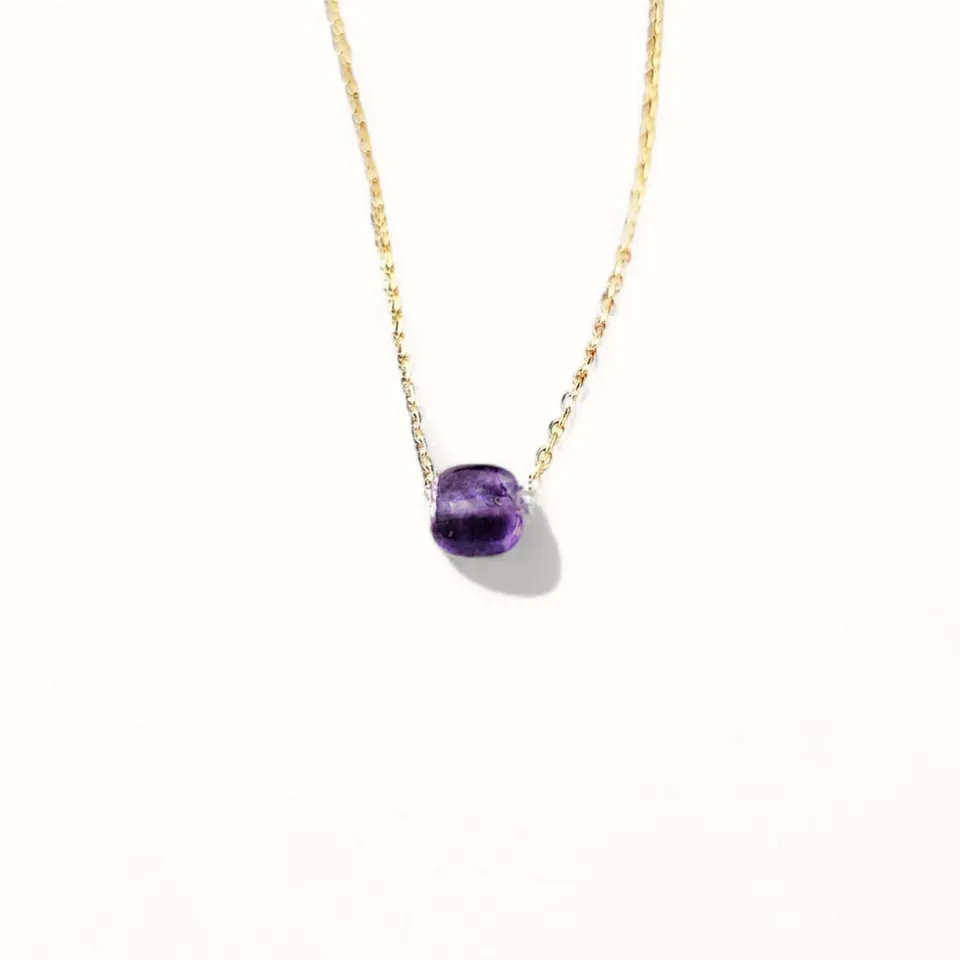 Ô Plum Colliers Charlie collier améthyste plaqué or 42/45cm