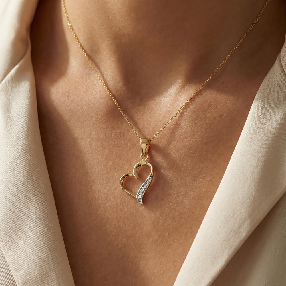 L'Atelier d'Azur Collier Coeur Zirconiums Or Jaune 42cm