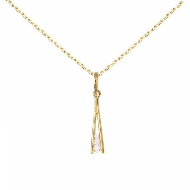 L'Atelier d'Azur Collier Barrette zirconiums or jaune 45 cm