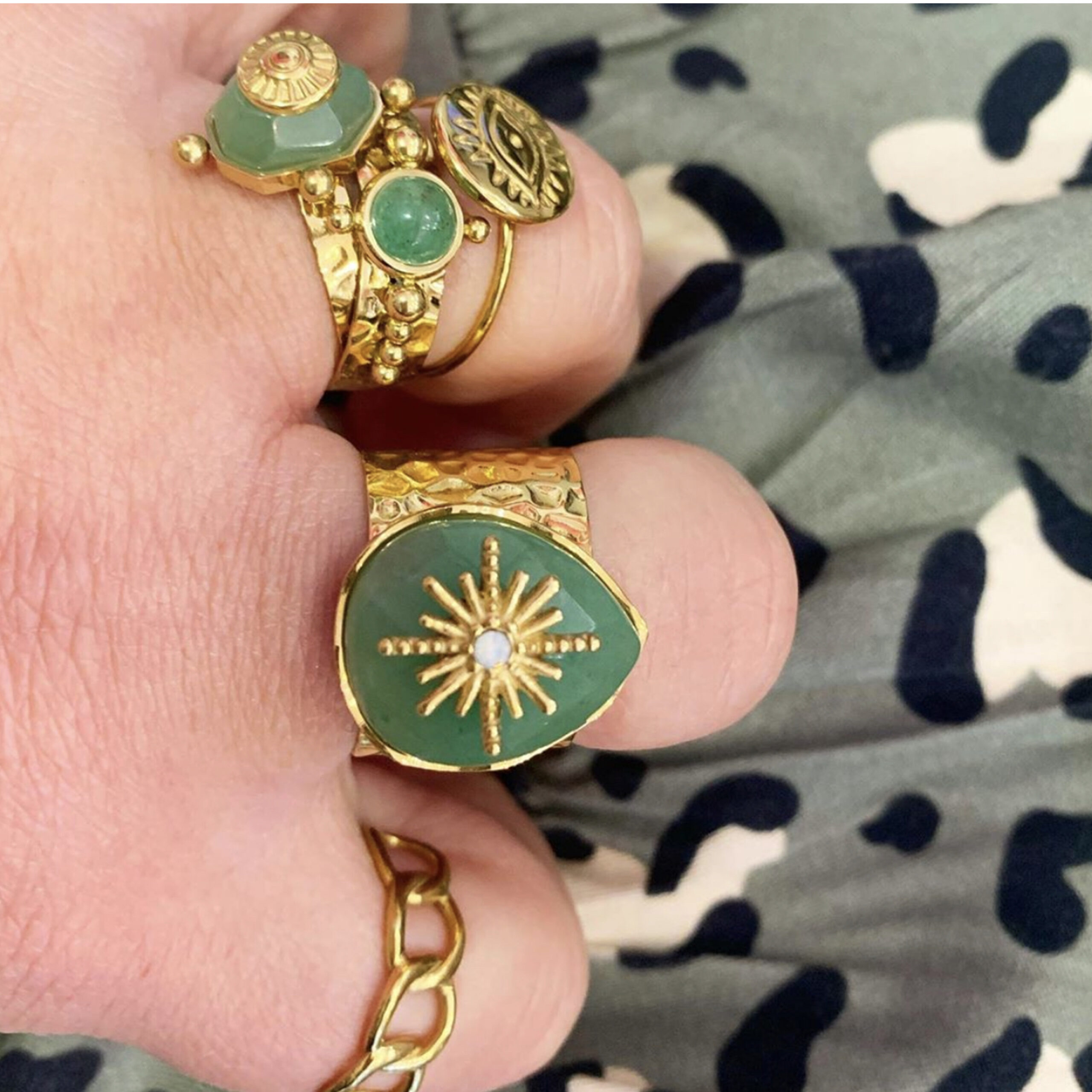 Hypnochic Bohème bague ajustable pierre turquoise sans nickel