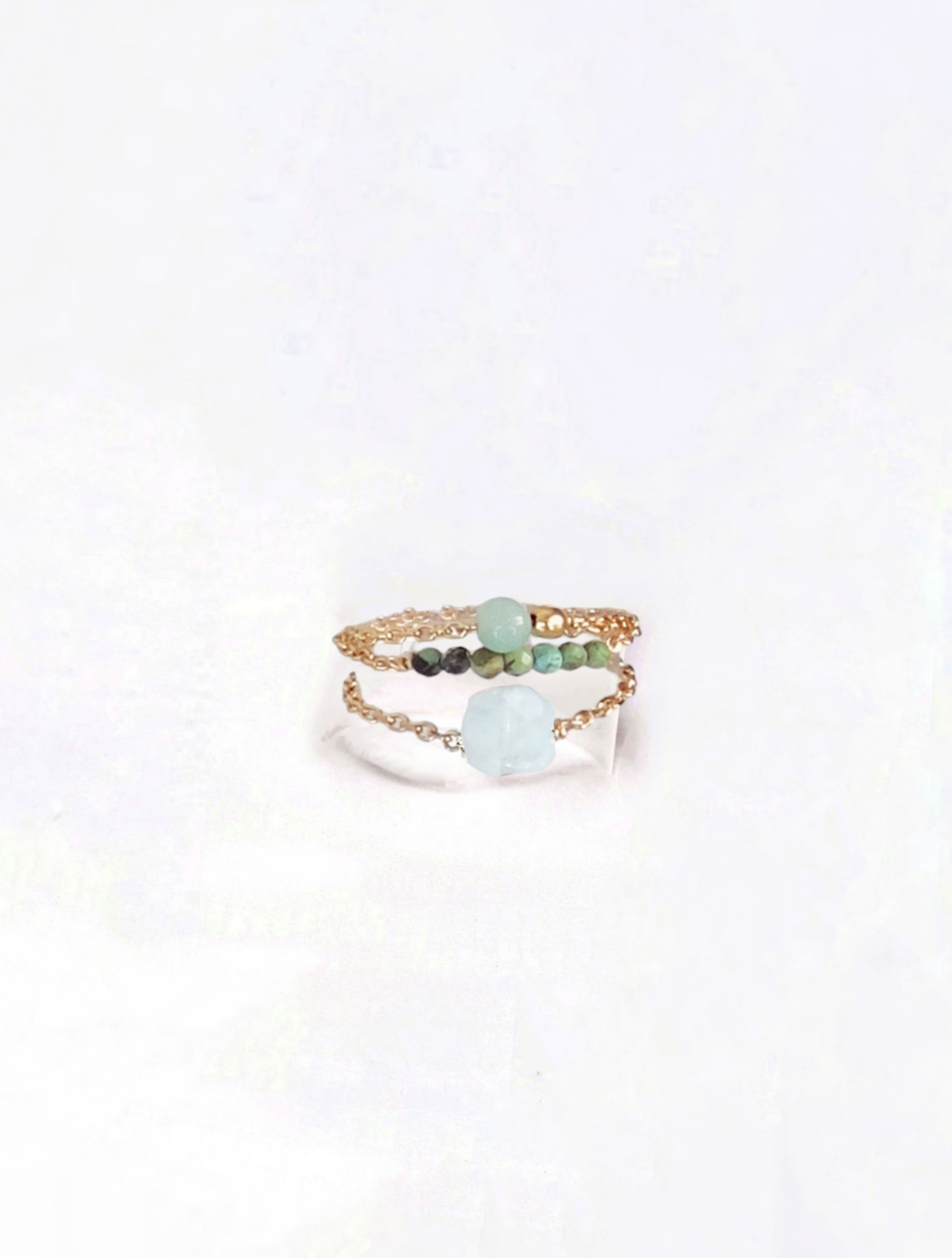 Ô PLUM Hanna Aigue-marine bague plaqué or taille 52