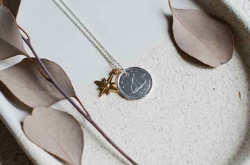 Le P’tit Franc Océan Canadien collier 10 cents or 45 cm