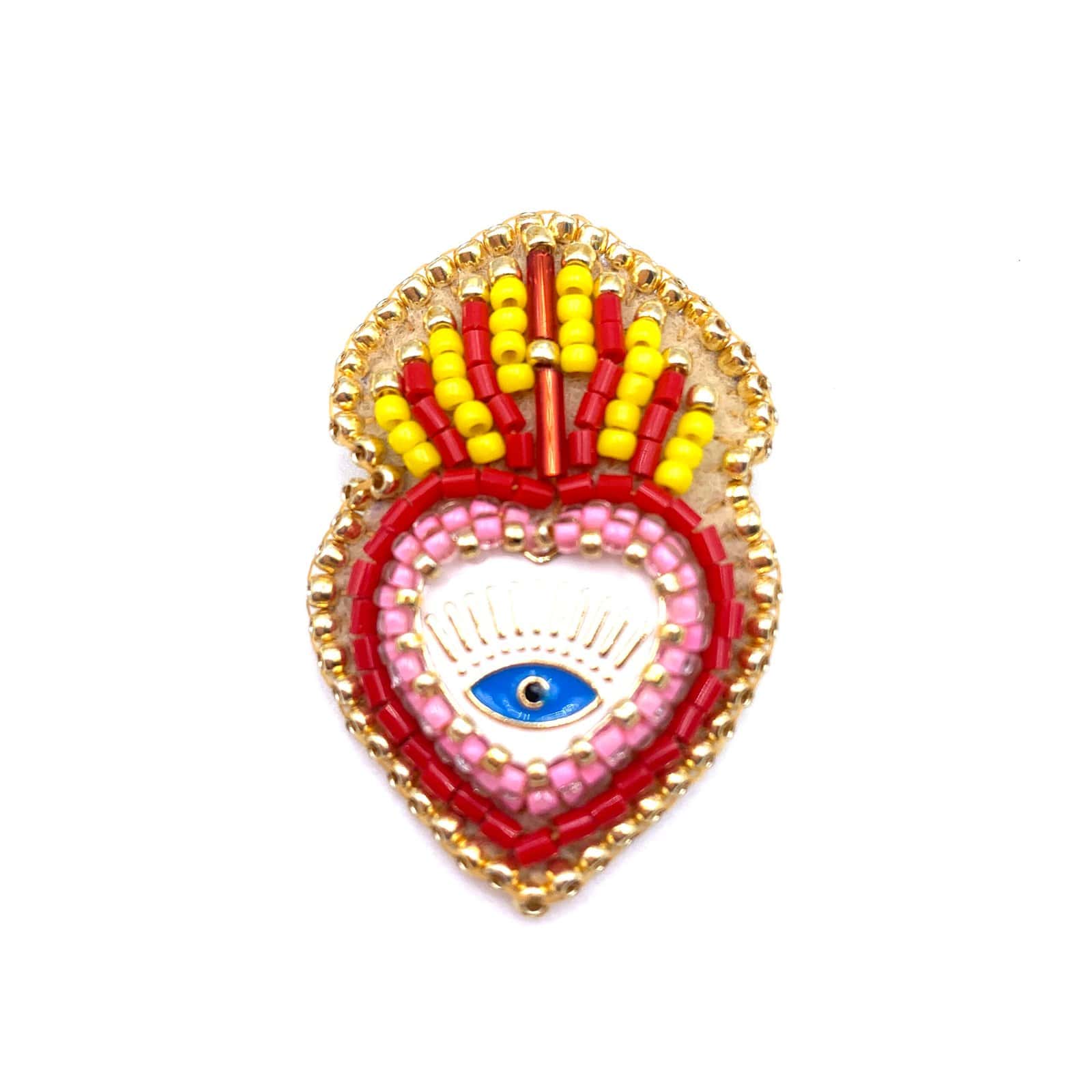 Hypnochic Ex Voto broche œil rouge feutrine perlée