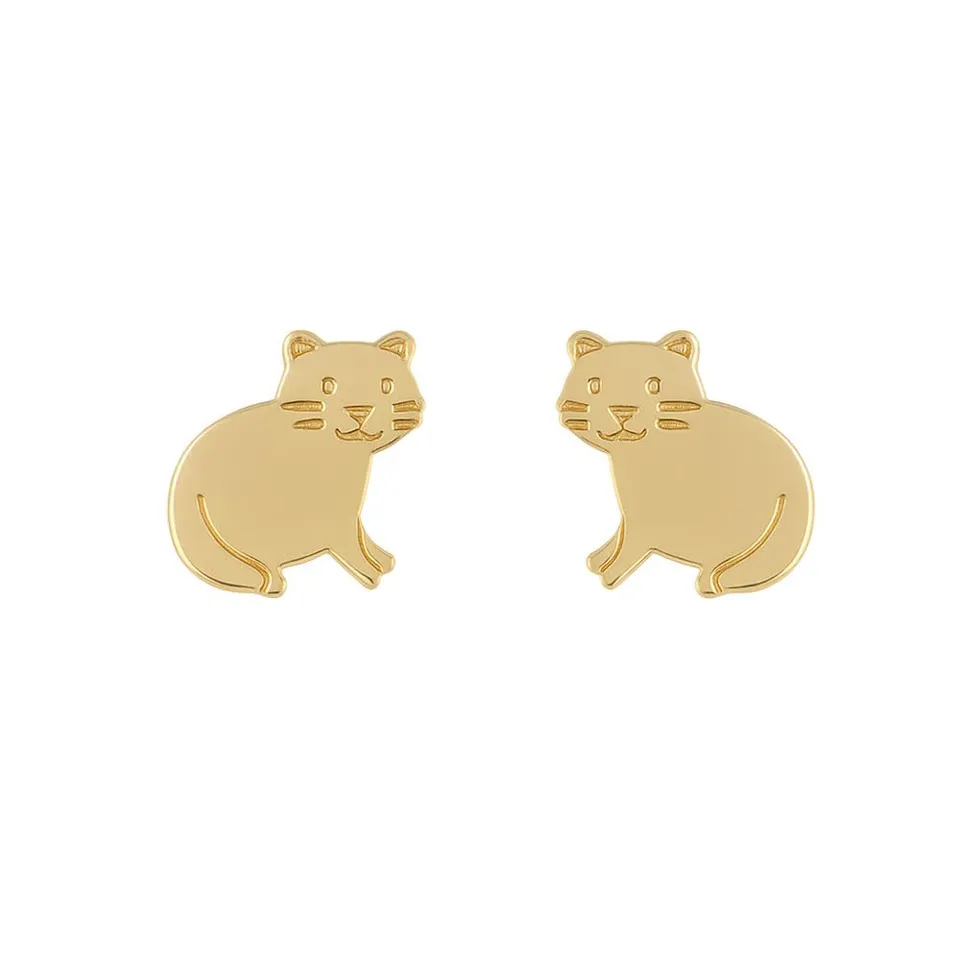 L'Atelier d'Azur Boucles d'Oreilles Chats Or Jaune Enfant
