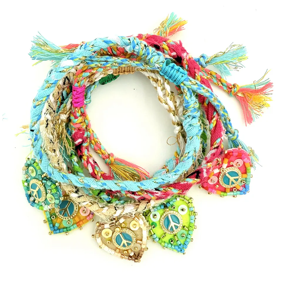 Hypnochic Peace bracelet bandanas tressé cœur ajustable