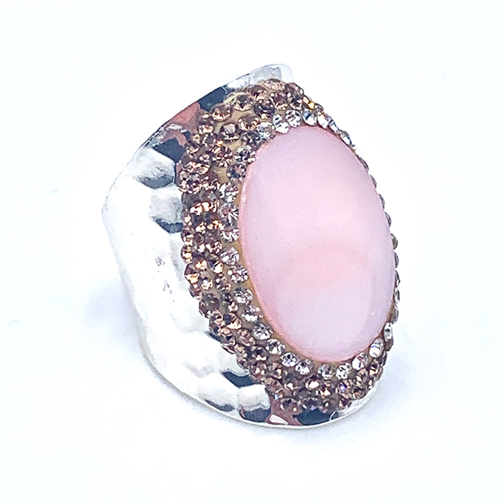 Hypnochic Opale bague argentée strass pierre ajustable
