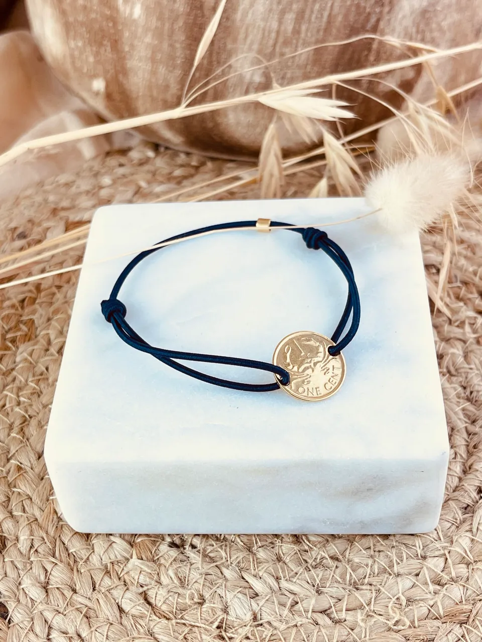 Le P'tit Franc One Cent Crabe bracelet pièce Seychelles 1,5 cm