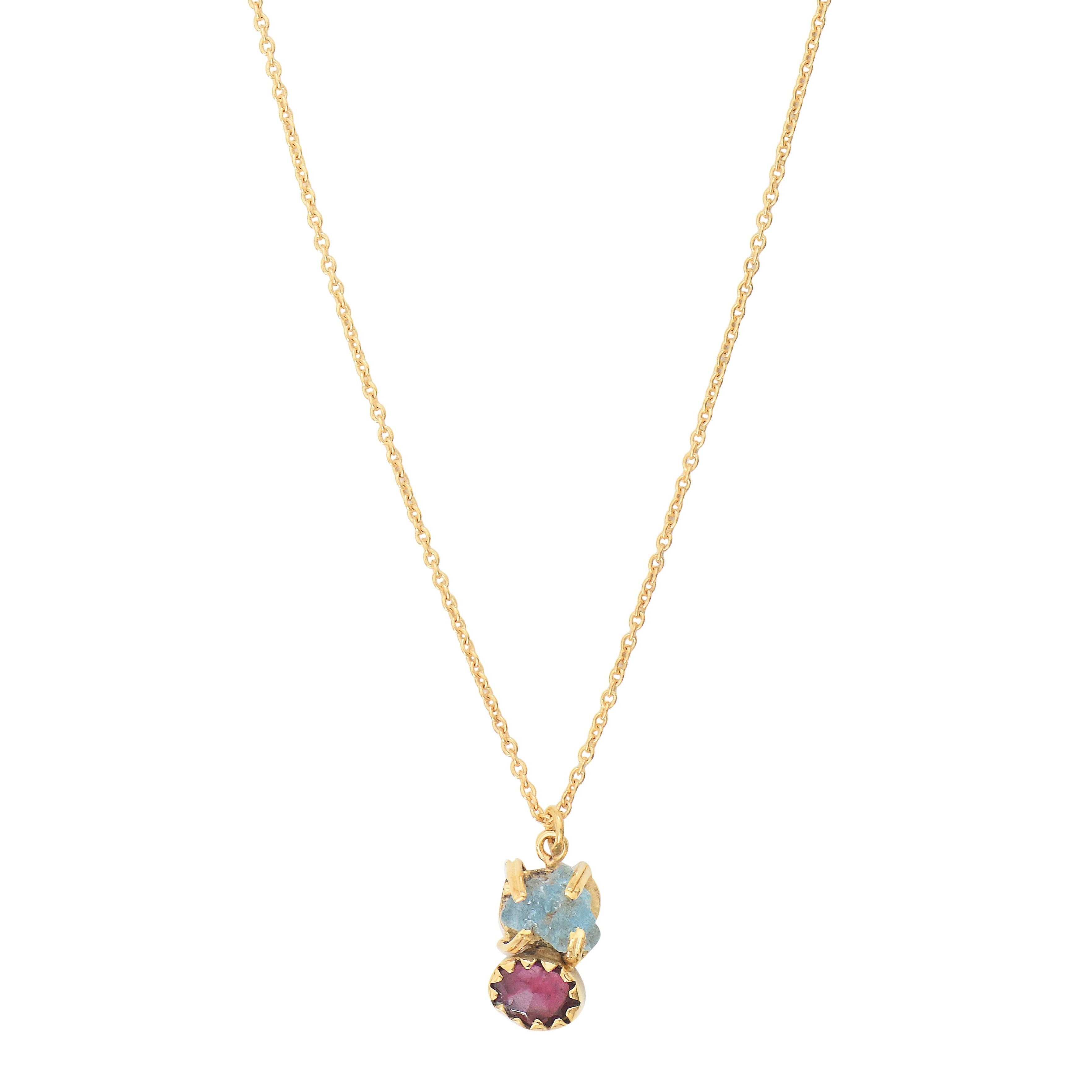 Leticia Ponti Gaby collier aigue-marine 40 cm plaqué or