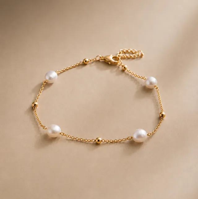 Ô Plum Mila bracelet perles plaqué or réglable 15-18 cm