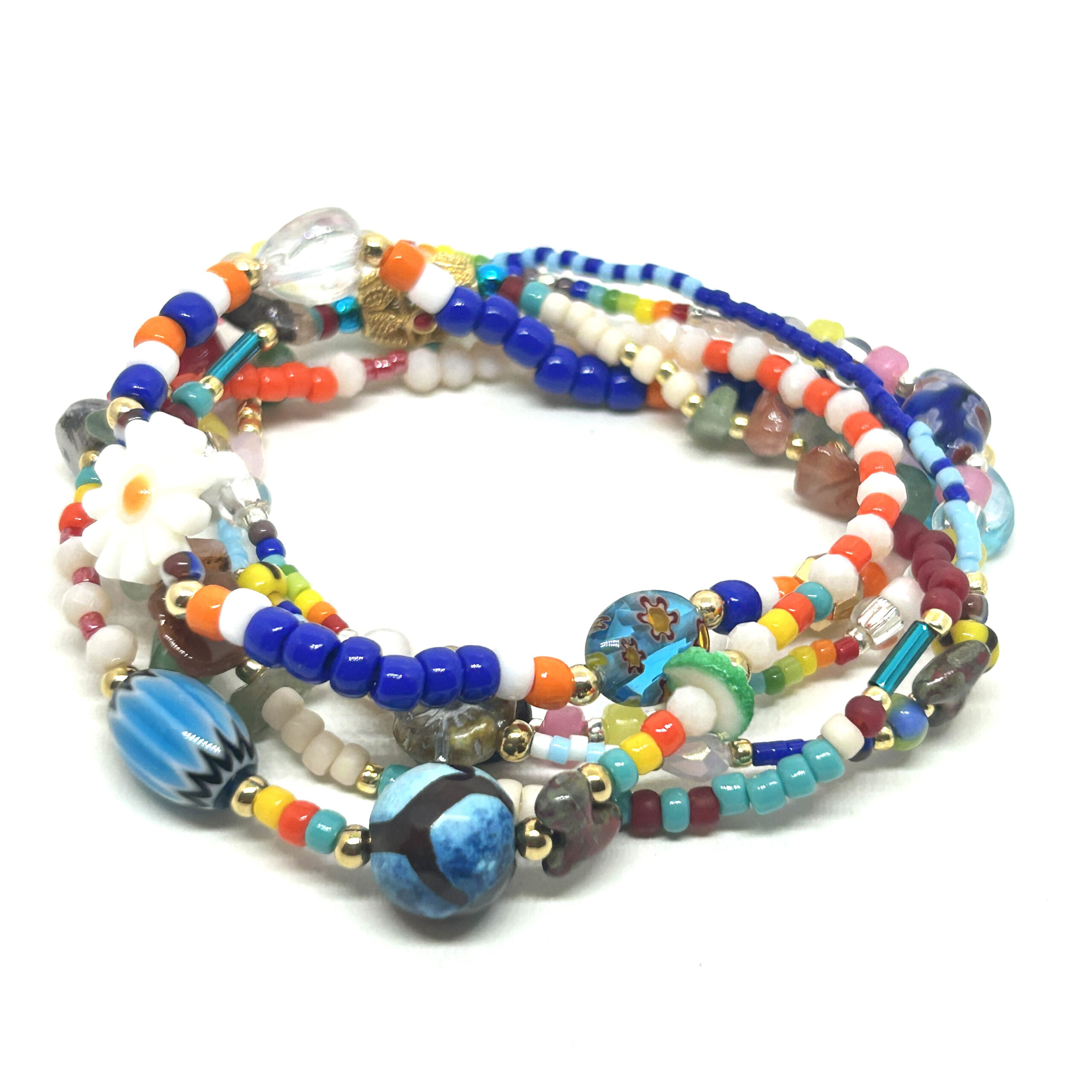 Hypnochic Sun bracelet multi-rangs pierres naturelles multicolore