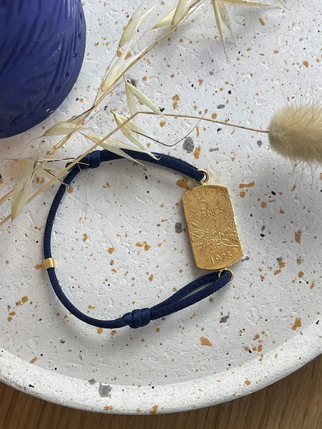 Le P’tit Franc Oscar bracelet 5 francs cordon ajustable