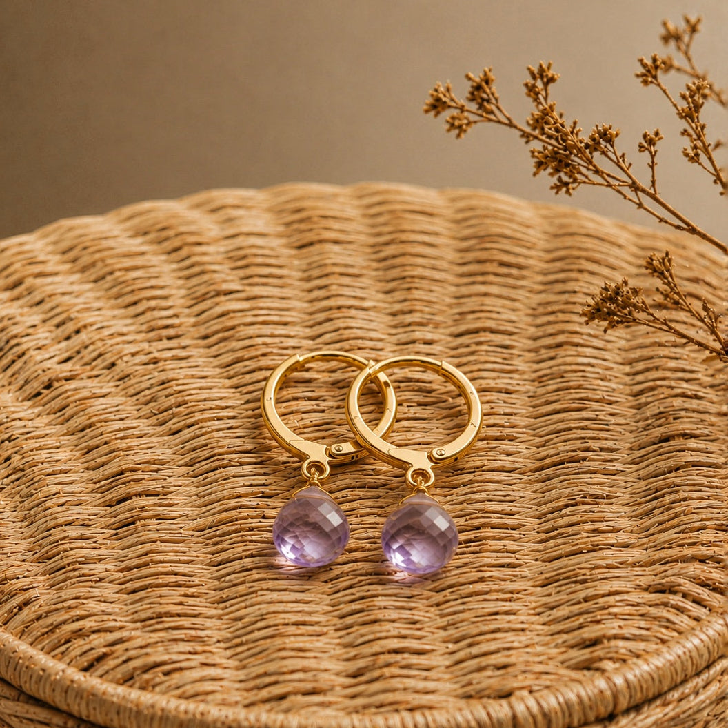 Ô PLUM AMY Amétrine boucles d'oreilles plaqué or goutte