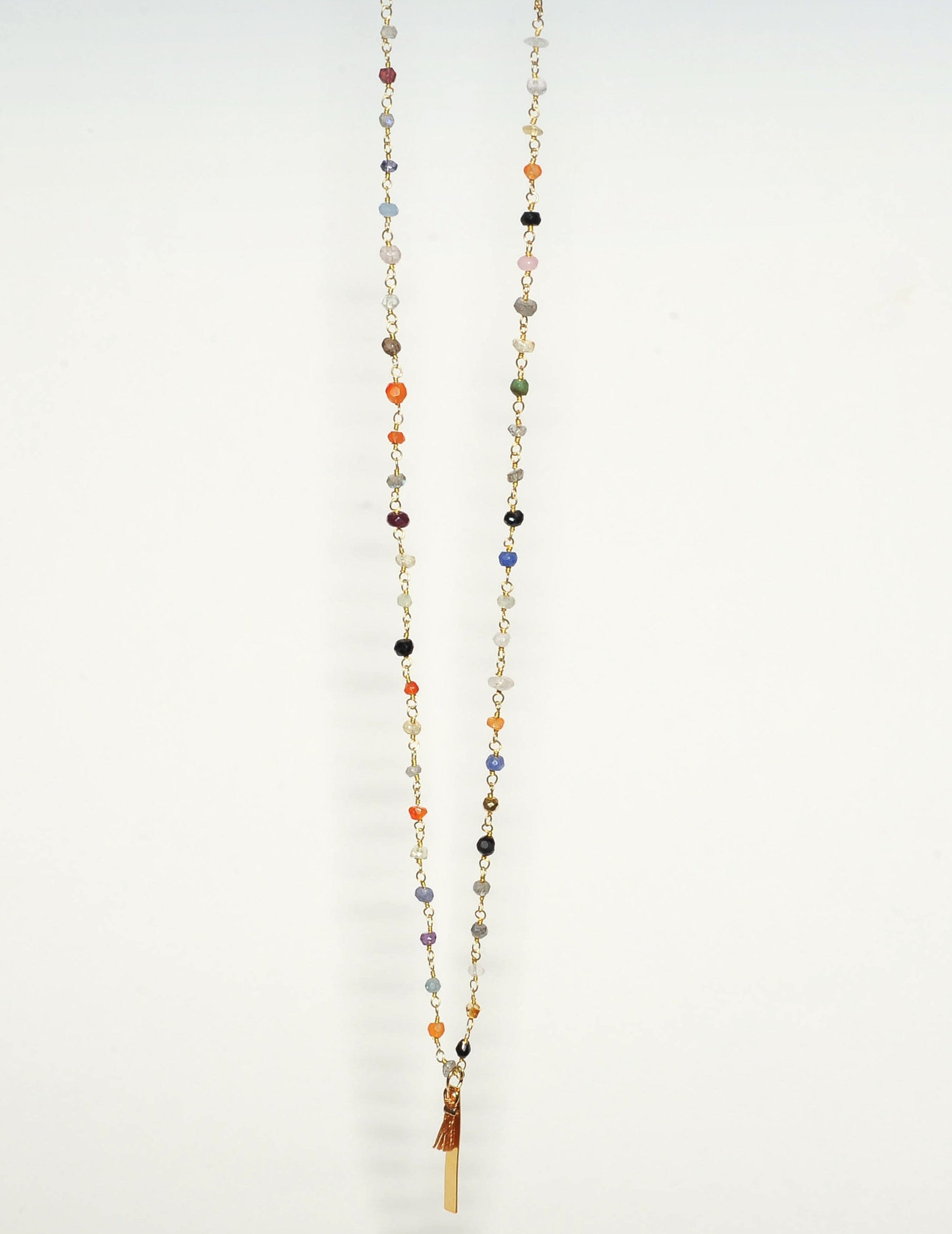 Ô Plum Tiana sautoir citrine pierres plaqué or 75 cm