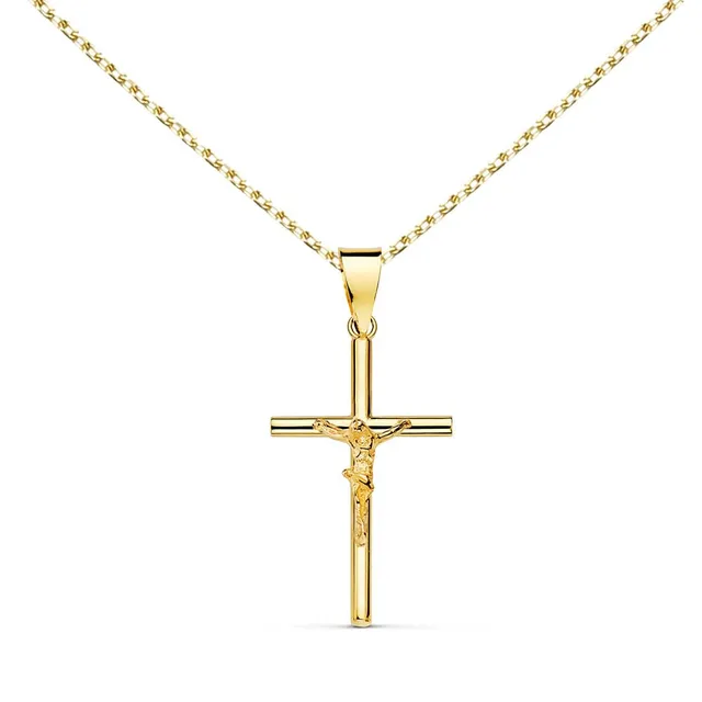 L'Atelier d'Azur collier médaille croix Christ or 750 chaîne offerte