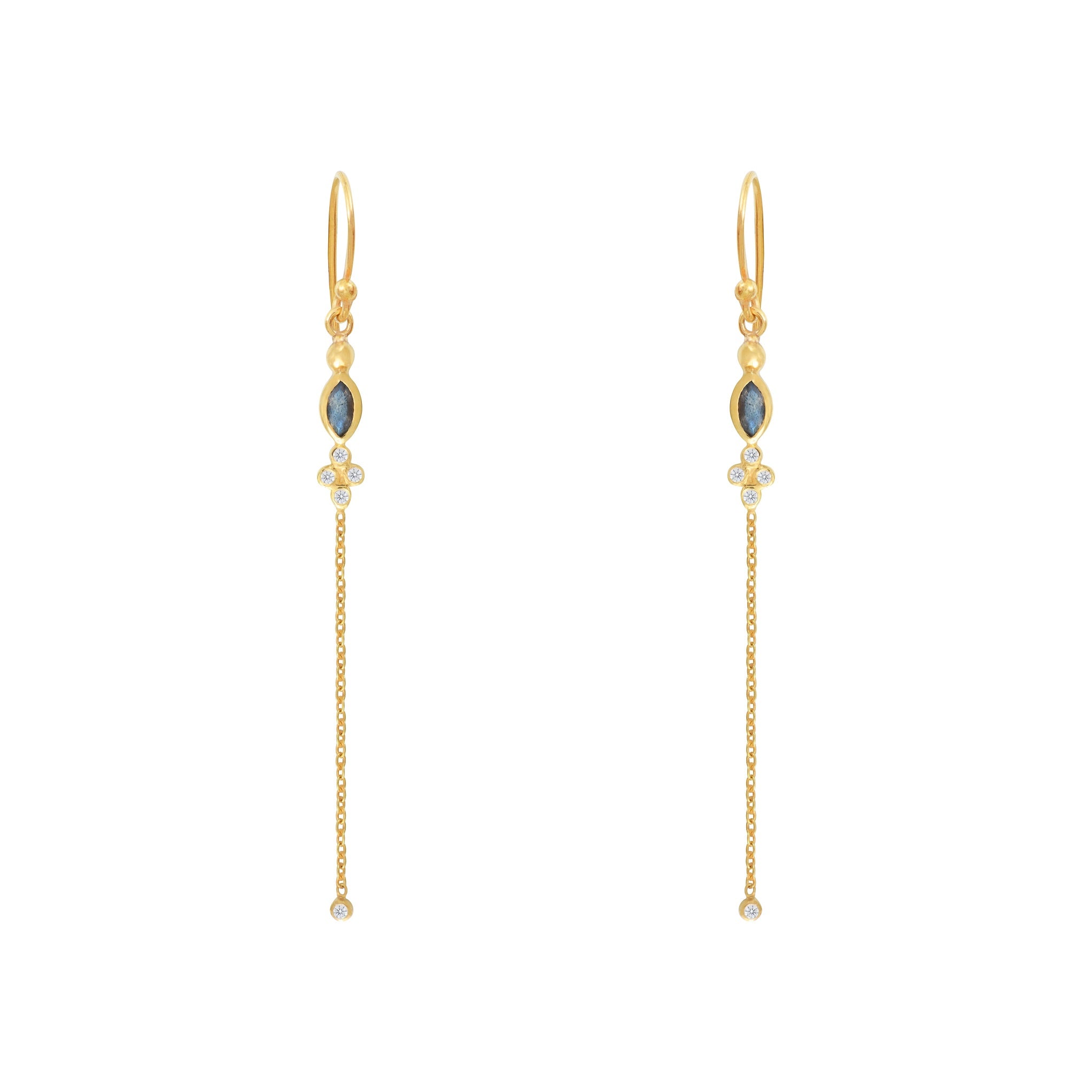 Leticia Ponti Marquise boucles d'oreilles pierre de lune 7 cm