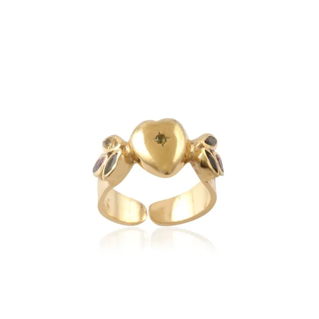 Leticia Ponti Heart bague tourmaline plaqué or ajustable