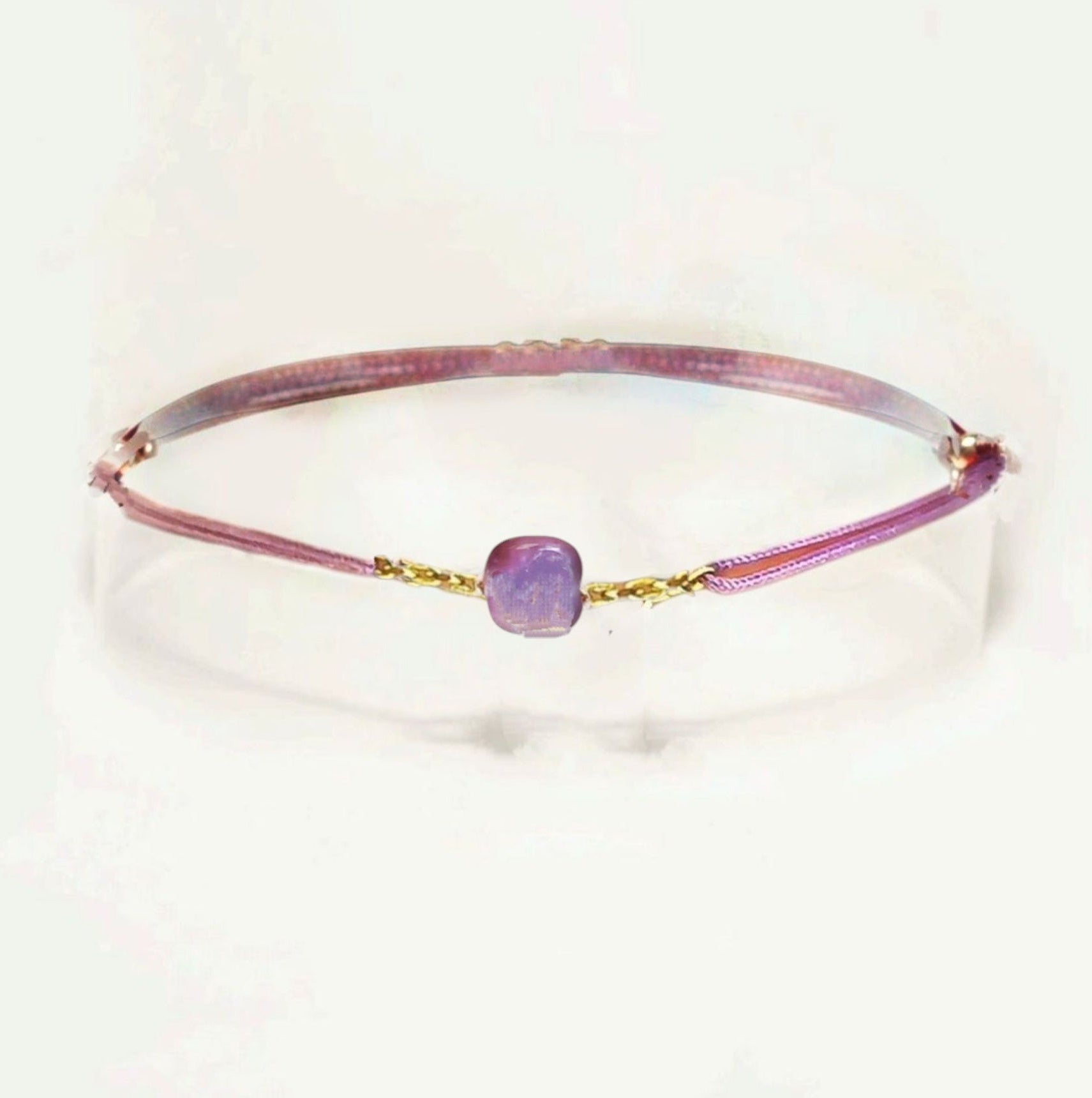 Ô PLUM Améthyste bracelet cordon plaqué or foncée
