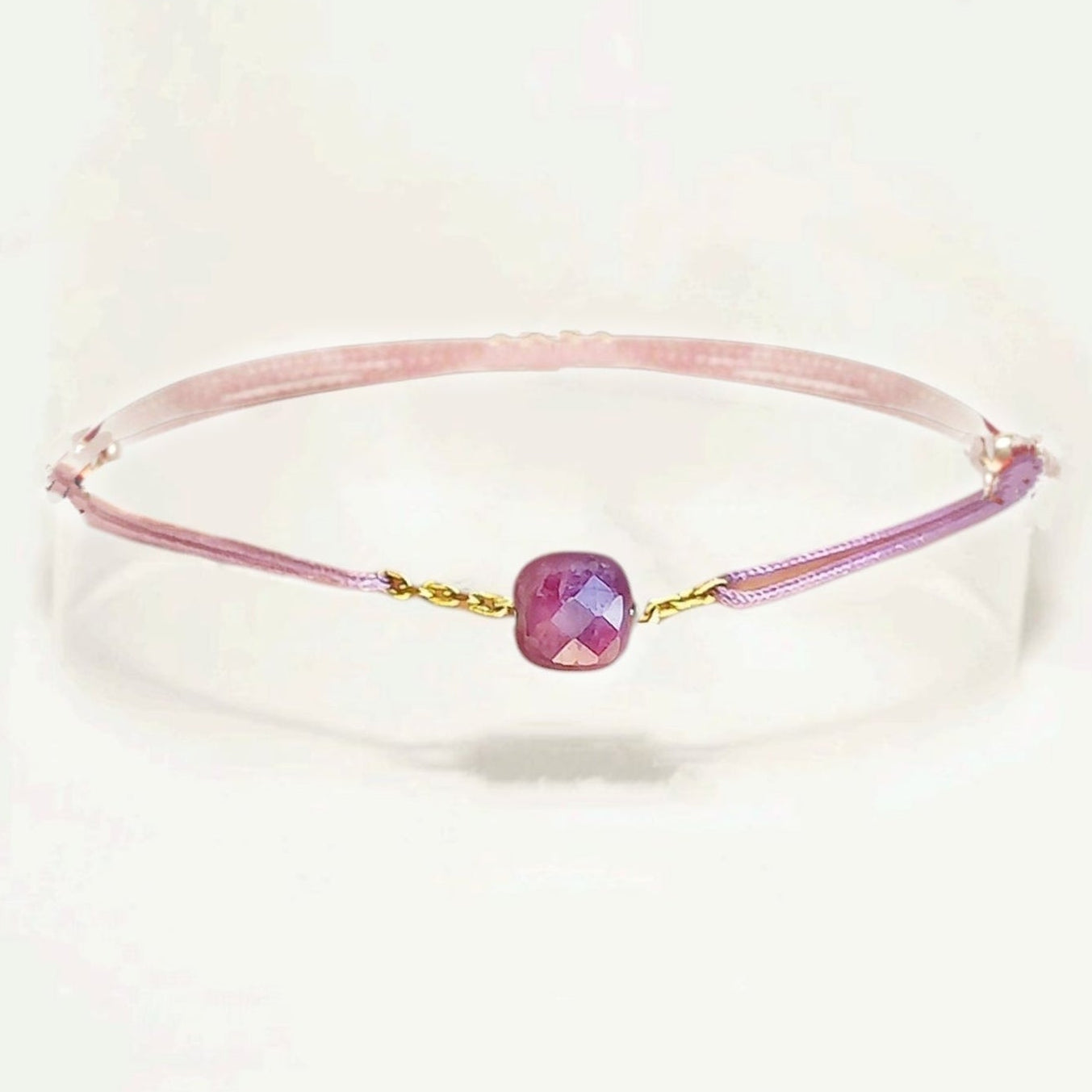 Ô PLUM Cordon Rubis d'Inde bracelet plaqué or pierre carrée