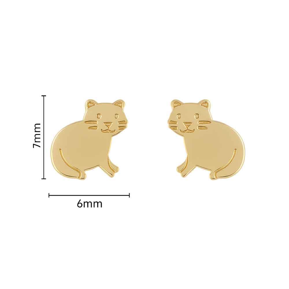 L'Atelier d'Azur Boucles d'Oreilles Chats Or Jaune Enfant