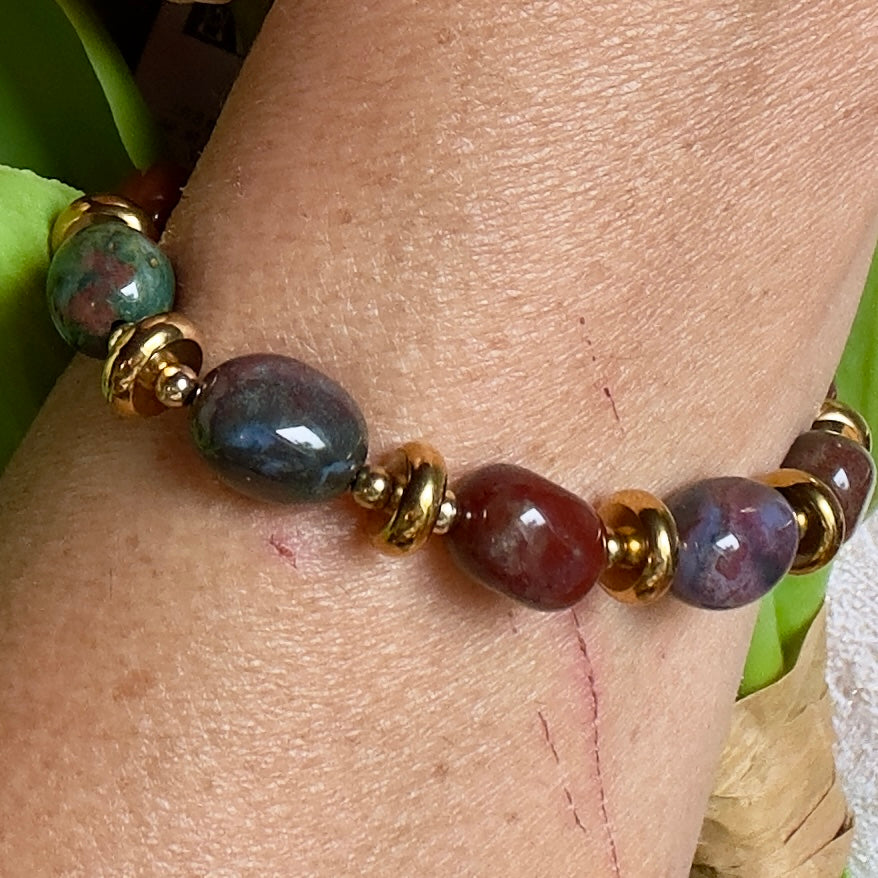MAD SO CREATION Harmony bracelet agate mousse acier 17 cm