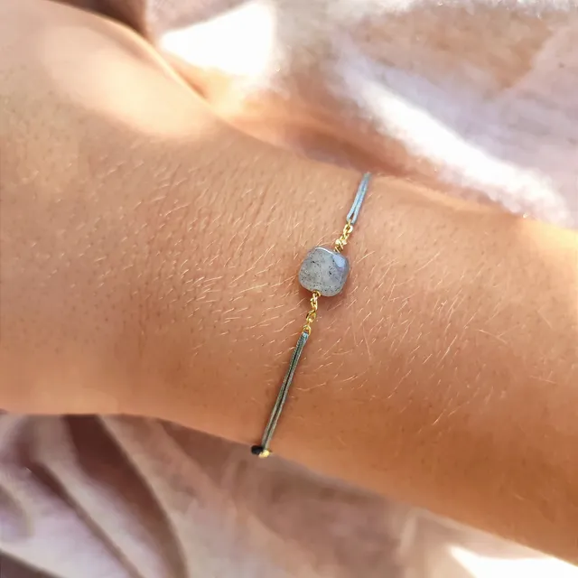 Ô PLUM Bracelets labradorite bracelet cordon plaqué or