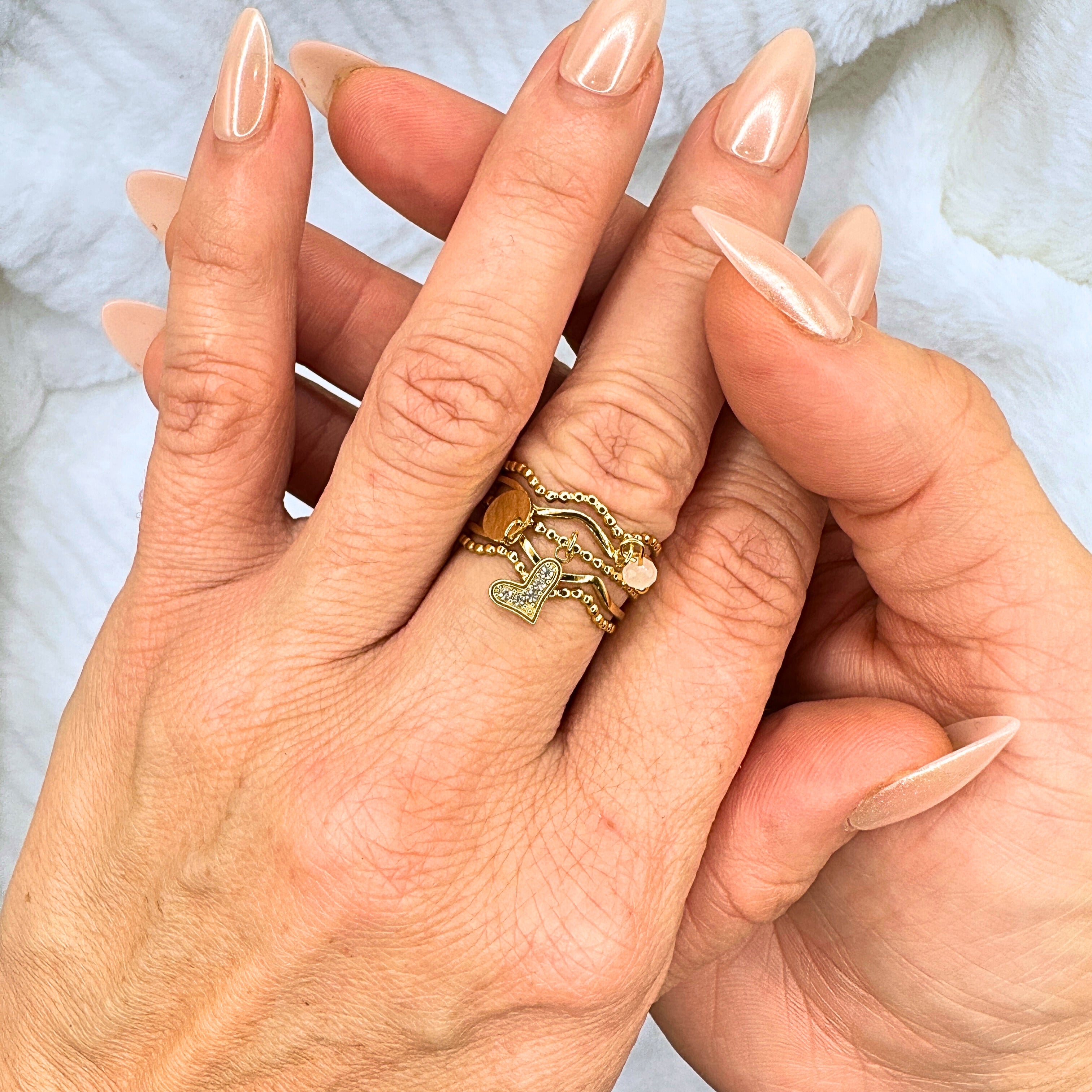 MAD SO CREATION Heart bague doré ajustable acier inoxydable