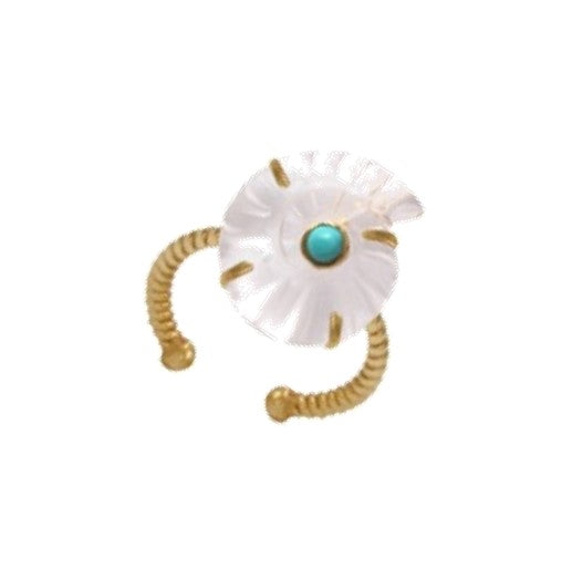 Leticia Ponti Ammonite bague turquoise cristal plaqué or ajustable