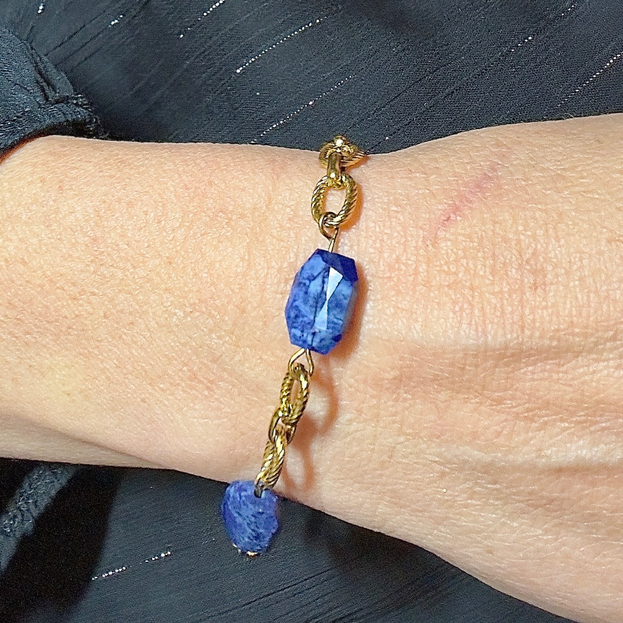 MAD SO CREATION Mera bracelet lapis-lazuli bleu 18 cm