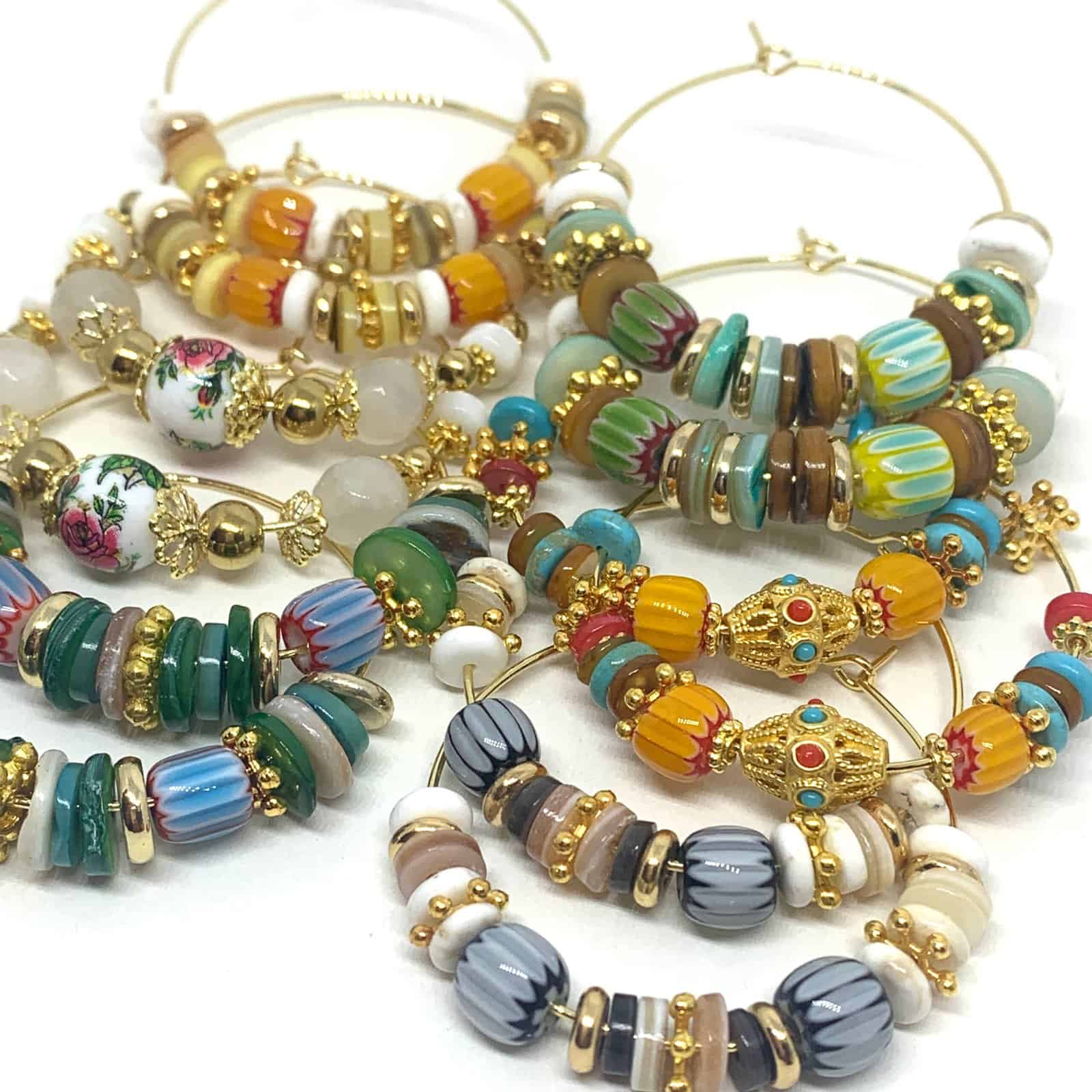 Hypnochic Lina boucles d'oreilles créoles multi-couleurs 4 cm