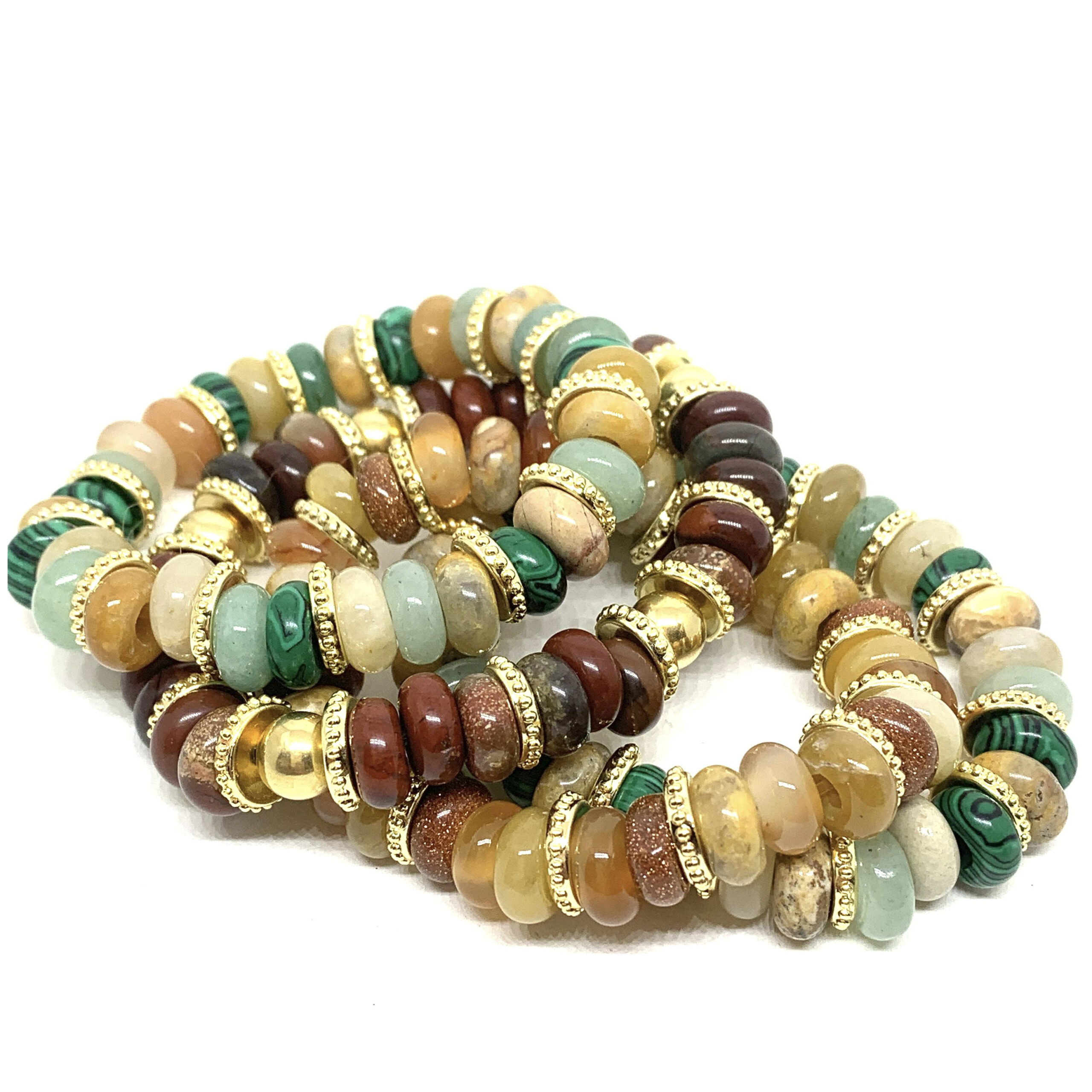 Hypnochic Mahi bracelet pierres naturelles perles dorées