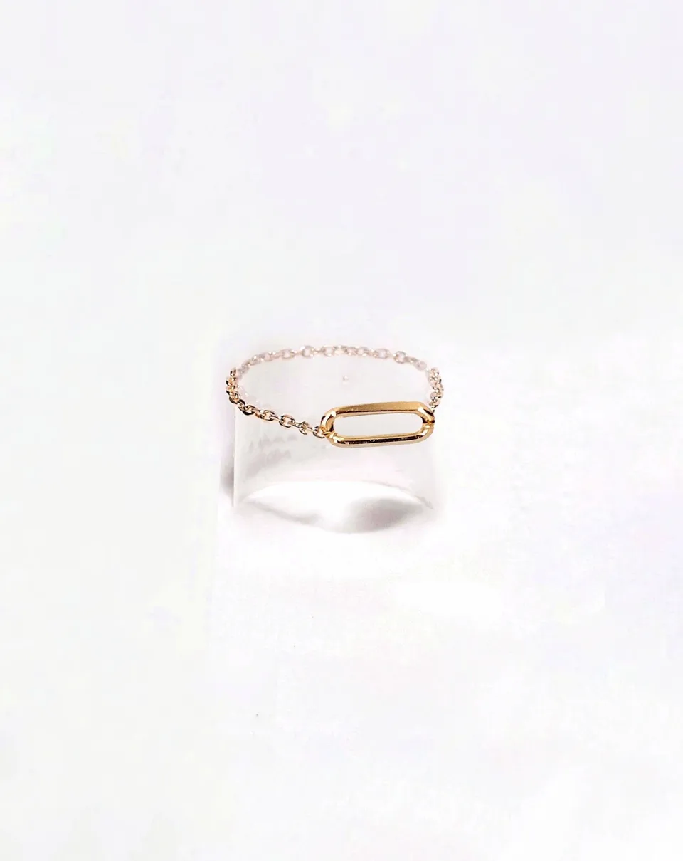 Ô PLUM Bague Chaîne Juliette plaqué or réglable