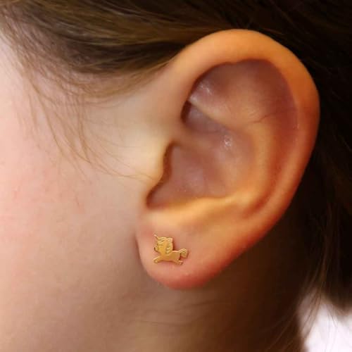 L'Atelier d'Azur Boucles D'Oreilles Licornes Or Jaune Enfant