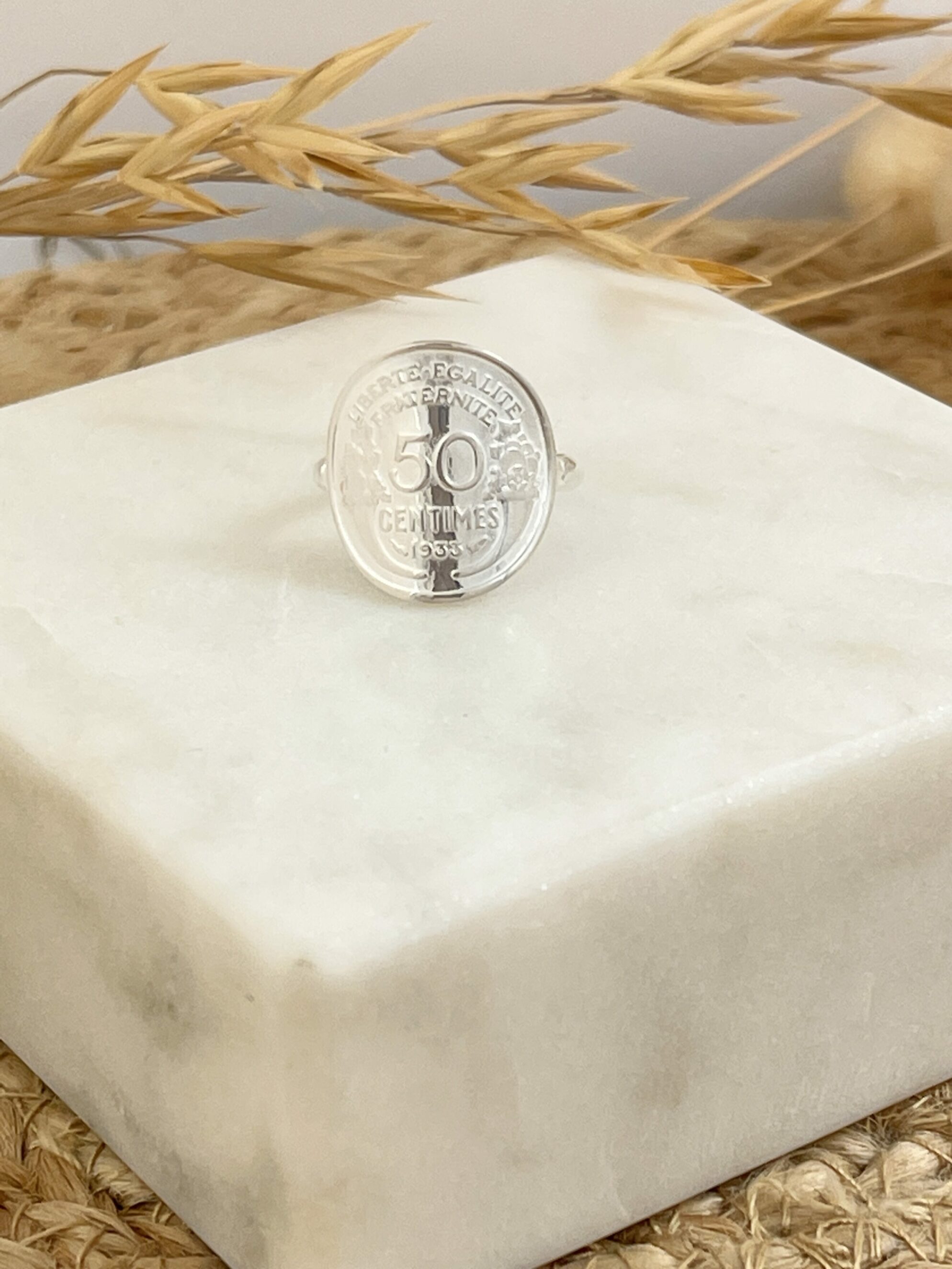 Le P’tit Franc Bagues Héritage Morlon 50 centimes bague plaqué or