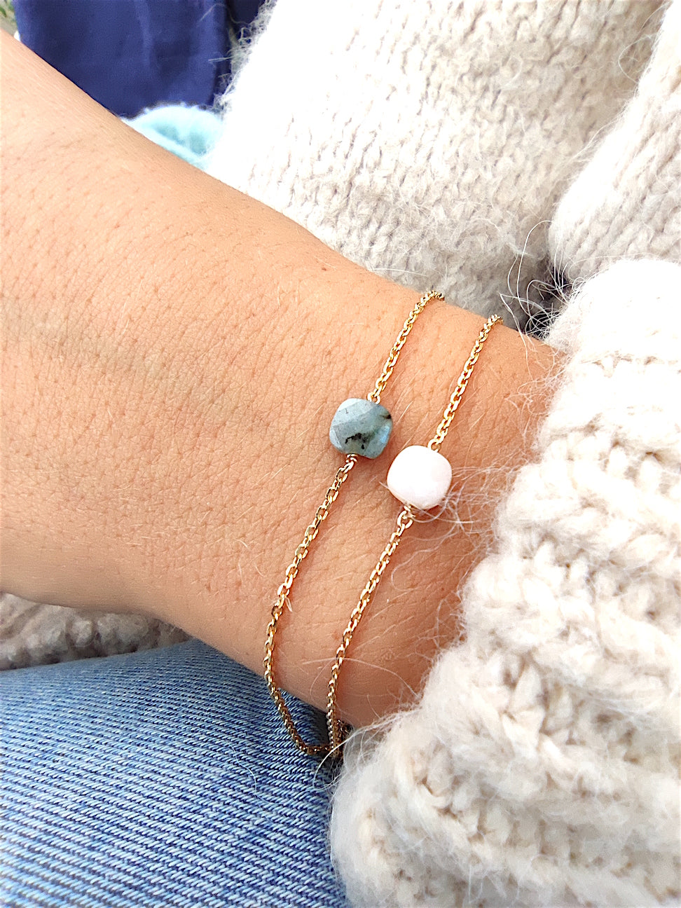 Ô PLUM Charlie Labradorite bracelet plaqué or pierre