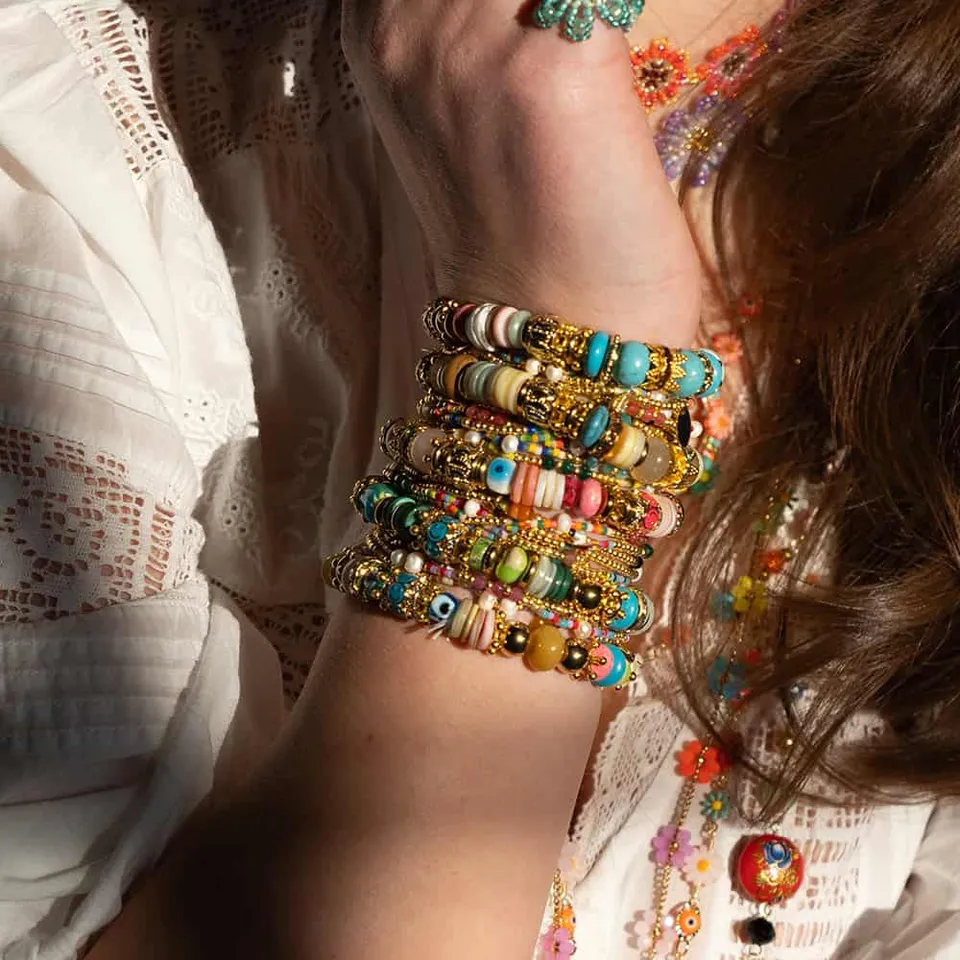 HYPNOCHIC Nova bracelet fantaisie perles fil mémoire multicolore