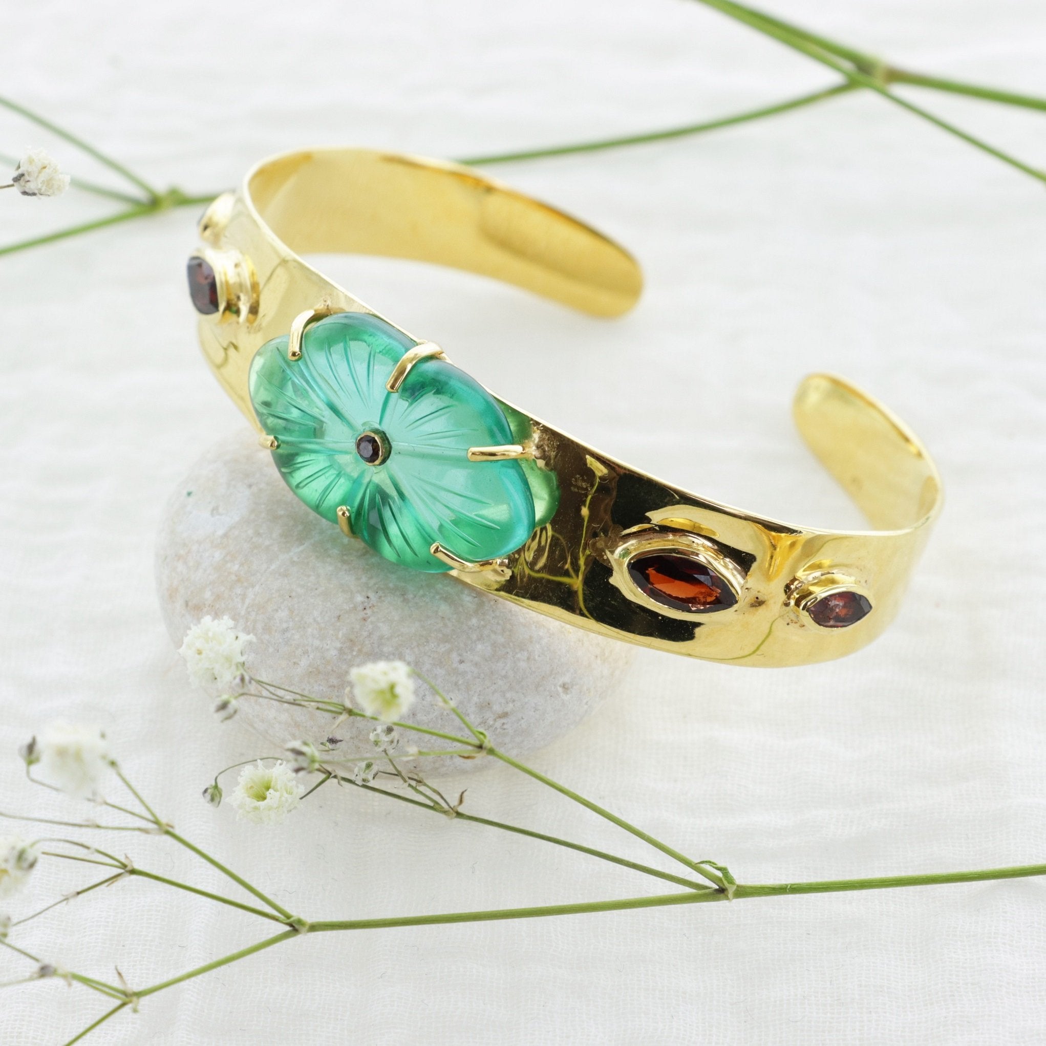 Leticia Ponti Camila Manchette plaqué or labradorite tourmaline