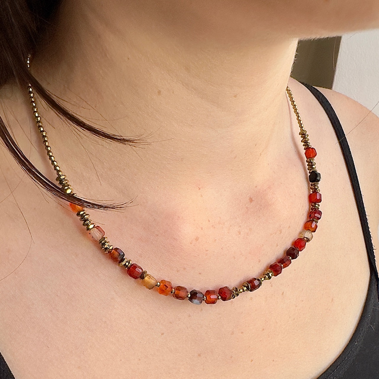 MAD SO CREATION Kate collier agate rouge améthyste cube