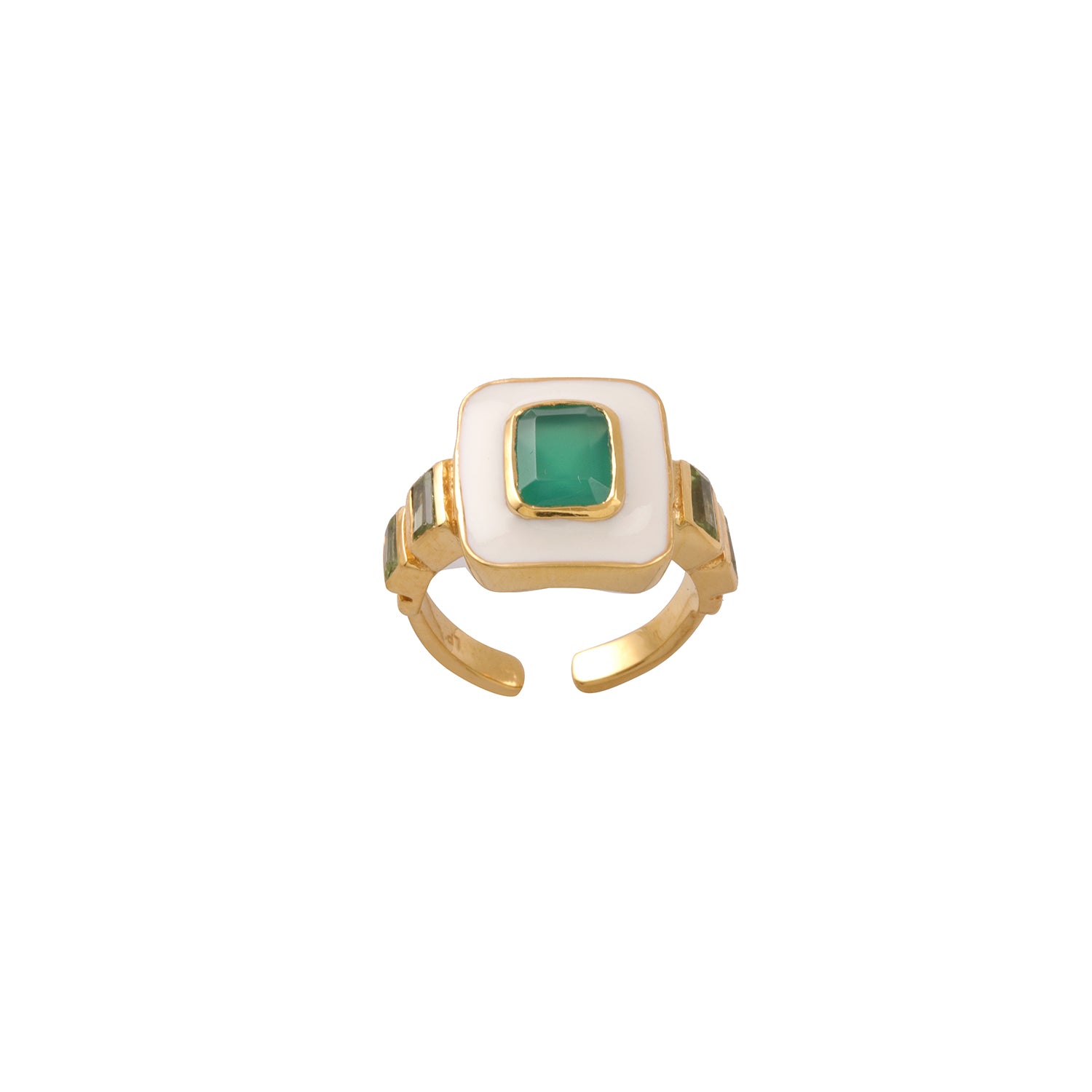 Leticia Ponti Laura bague agate verte péridot émaillée plaqué or