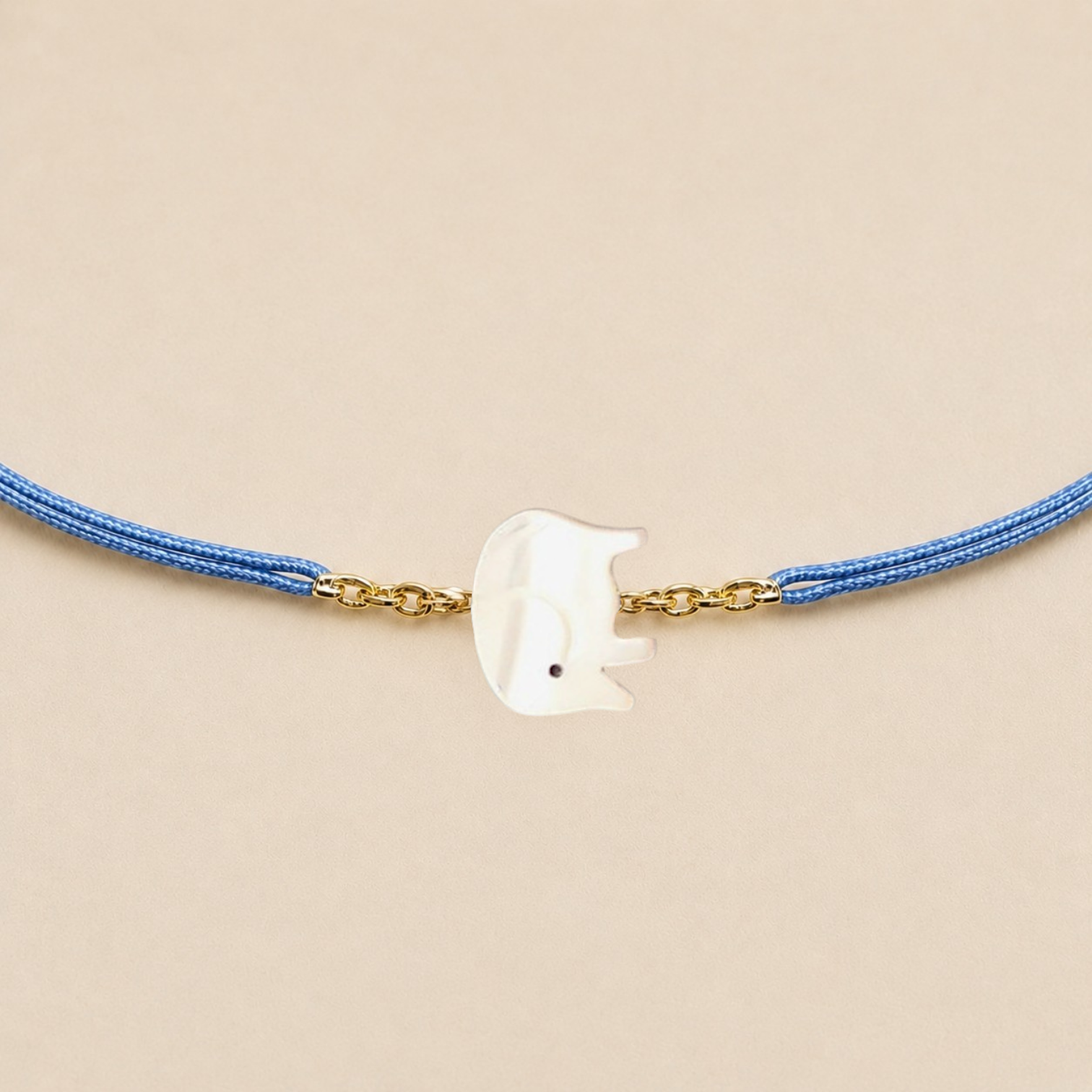 Ô PLUM Bracelet Cordon Éléphant bracelet plaqué or nacre