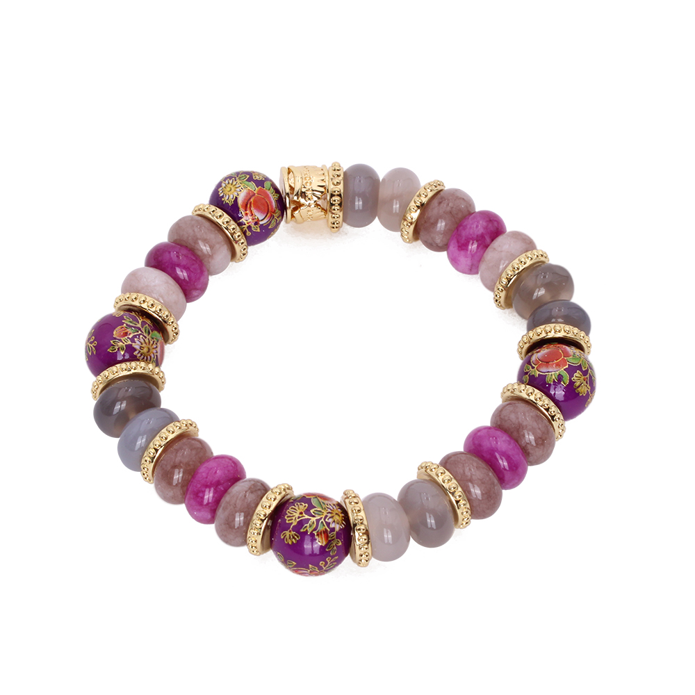 Hypnochic Flora bracelet élastique chat perles violettes