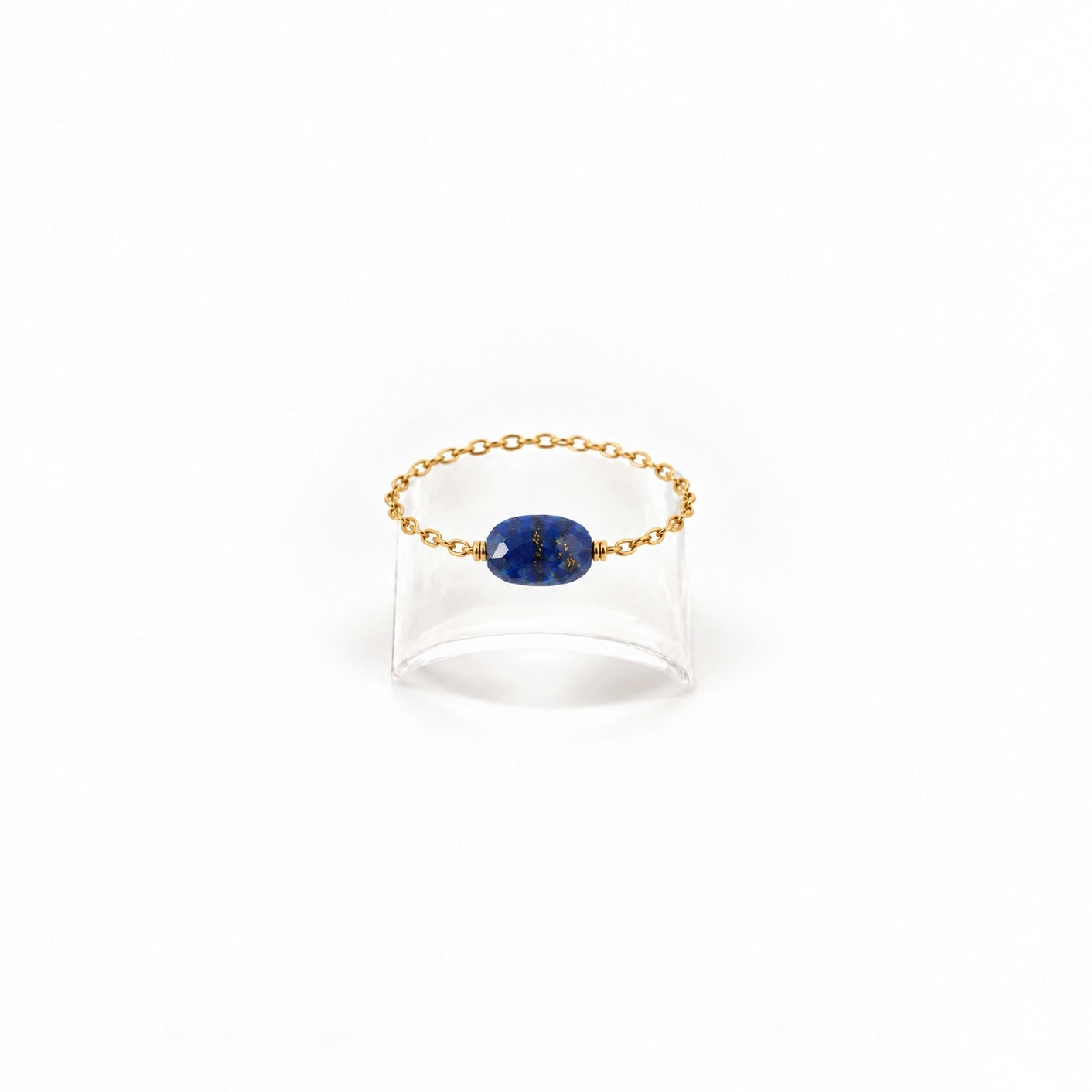 Ô PLUM Jenna Lapis Lazuli bague plaqué or taille 52 ovale