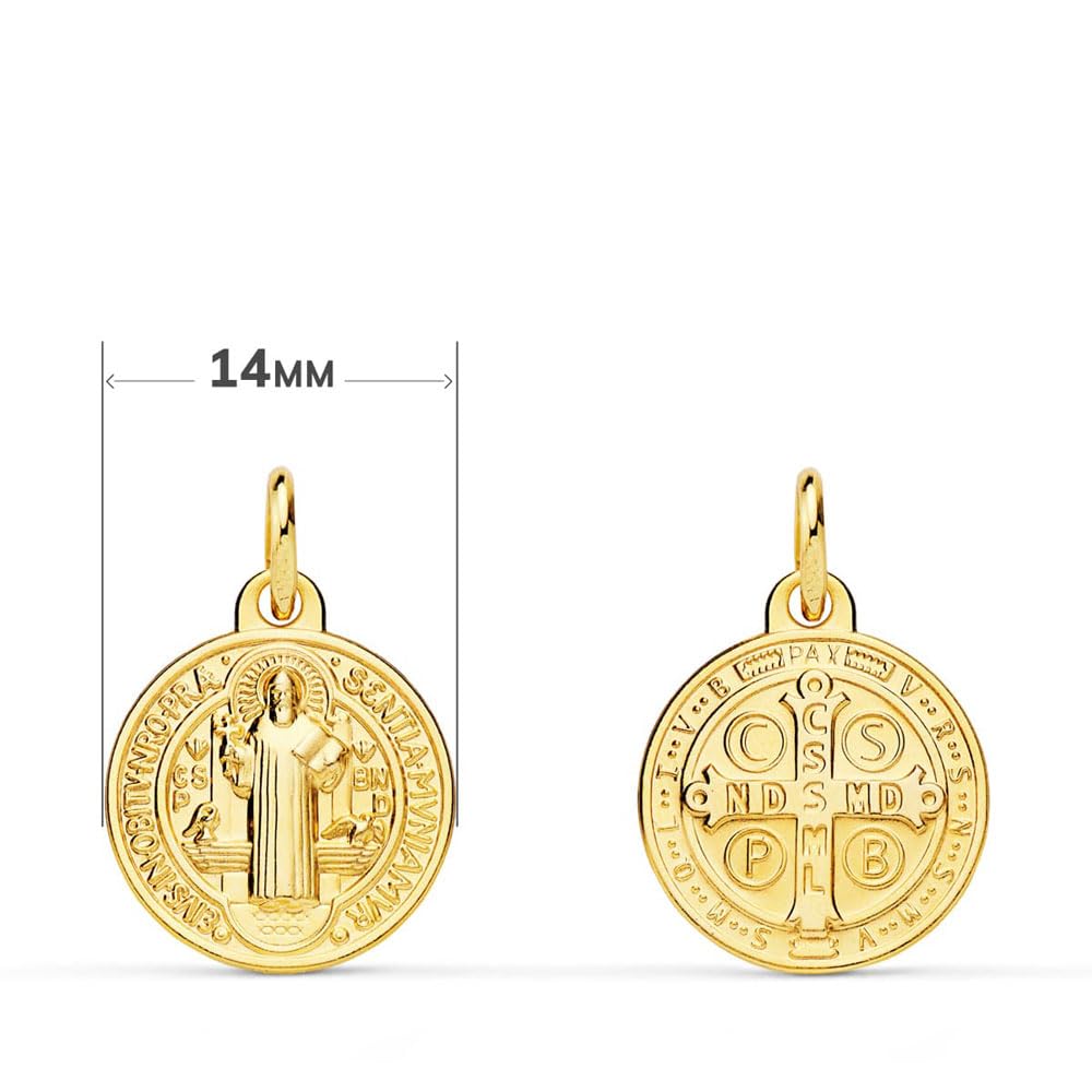 L'Atelier d'Azur Médaille Scapulaire Saint Benoit collier or jaune