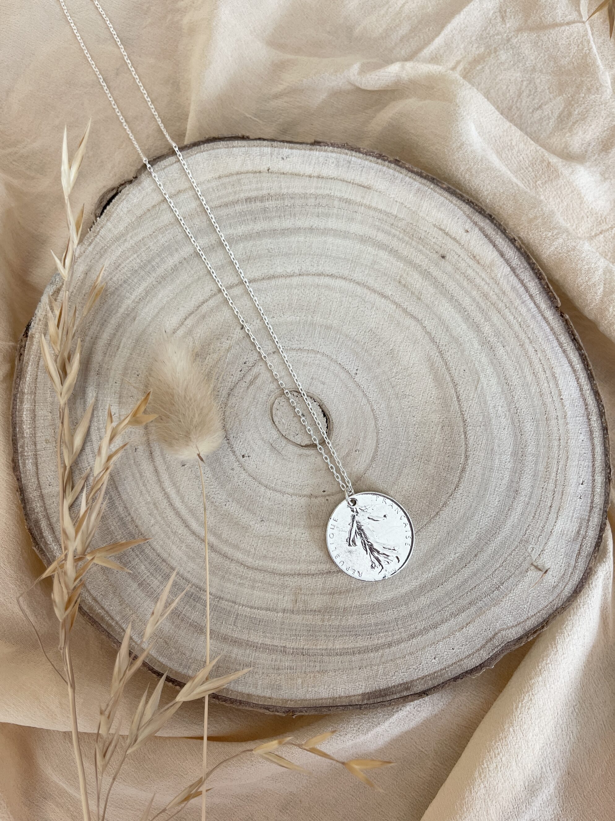 Le P’tit Franc 1 Franc collier semeuse argent 45 cm