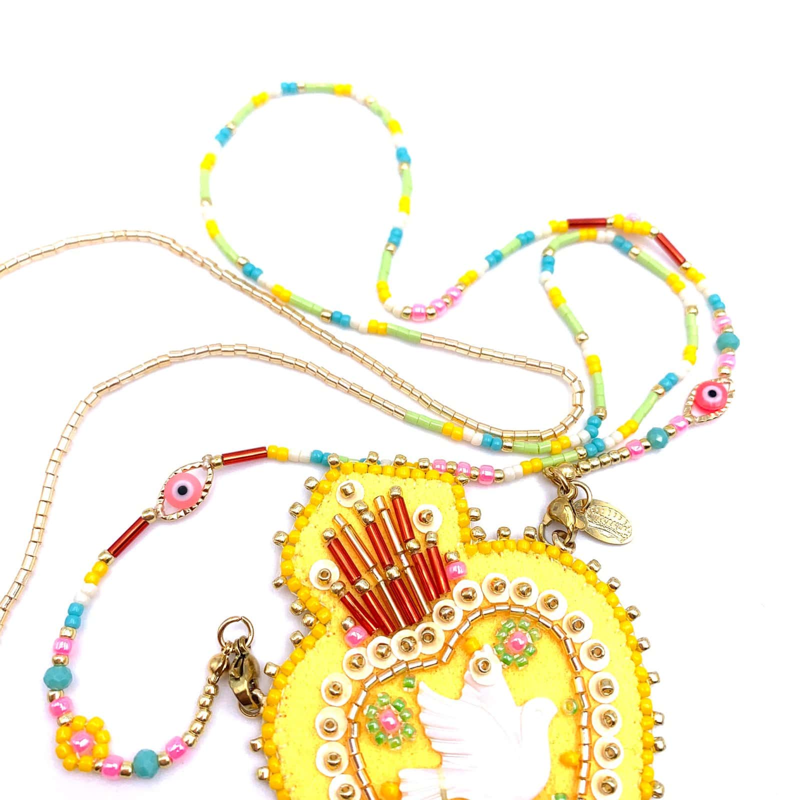 Hypnochic Greta sautoir Ex Voto pendentif feutre perles