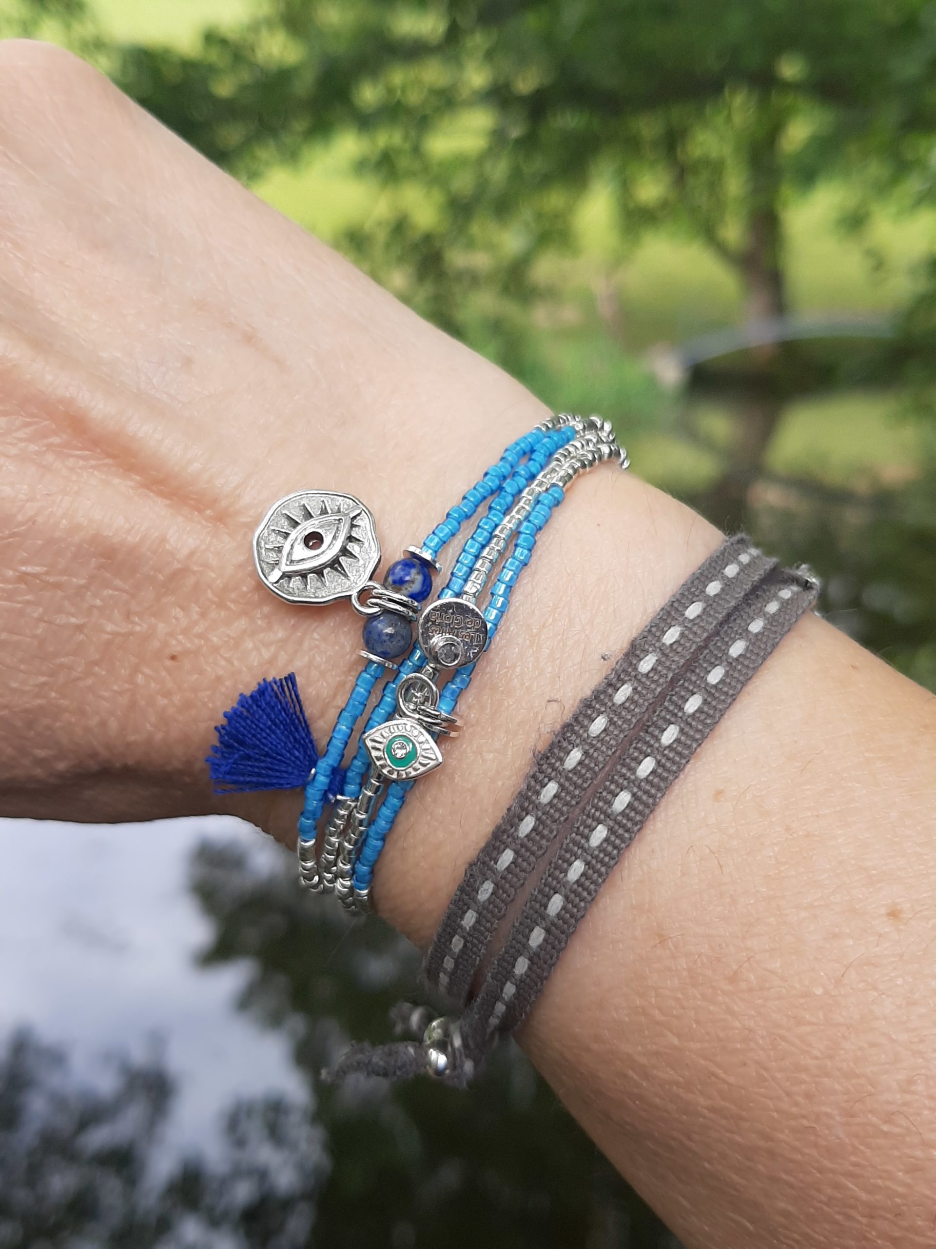 Les Ailes de Gloria Karma Sky bracelet multirangs fin